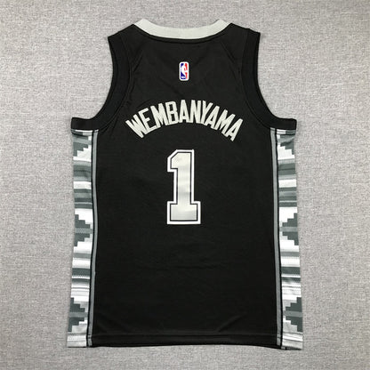 Youth Victor Wembanyama San Antonio Spurs #1 Black Statement Edition  Embroidered Jersey