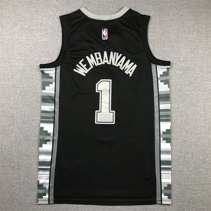 Victor Wembanyama #1  Black 2023 Statement Edition  Embroidered Jersey