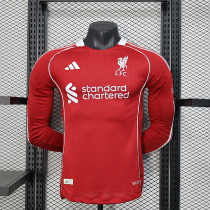 2025-26 Liverpool FC Home Red Long-Sleeve Player Edition Jersey - Men