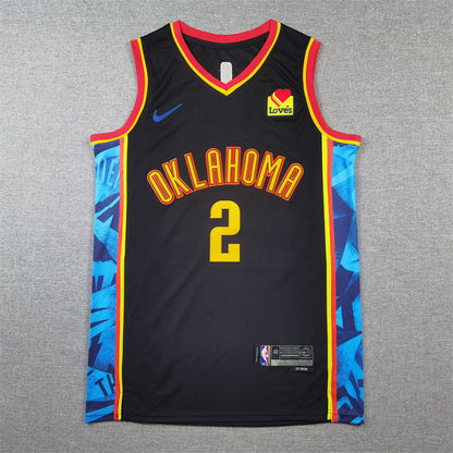Shai Gilgeous-Alexander#2 Oklahoma City Thunder 2025 Black City Edition Swingman Embroidered Jersey