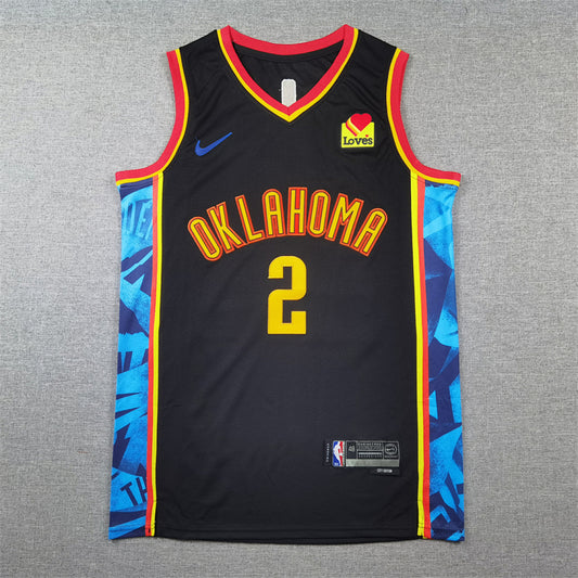 Shai Gilgeous-Alexander#2 Oklahoma City Thunder 2025 Black City Edition Swingman Embroidered Jersey