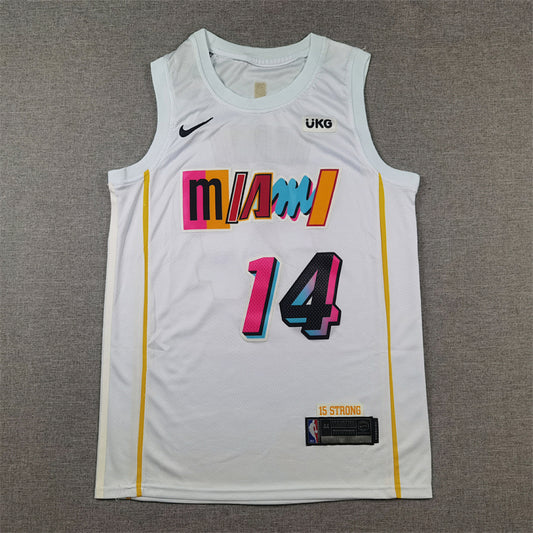 Tyler Herro# 14 Miami Heat 2023 White City Edition Swingman Embroidered Jersey