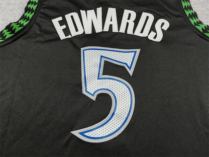 Anthony Edwards #5 Minnesota Timberwolves 2026 Black City Edition Swingman Embroidered Jersey