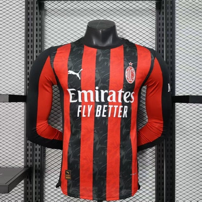 2025-26 AC Milan Home Long Sleeve Player Version Jersey - Men's