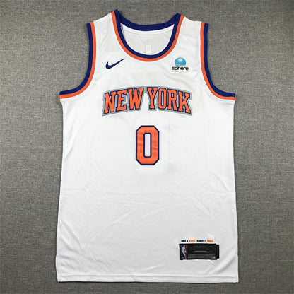 Donte DiVincenzo#0 New York Knicks White City Edition Swingman Embroidered Jersey