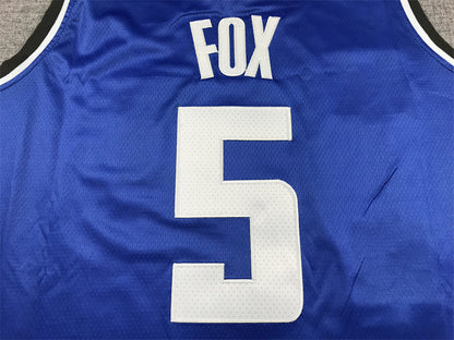 De’Aaron Fox#5 Sacramento Kings Blue City Edition Swingman Embroidered Jersey