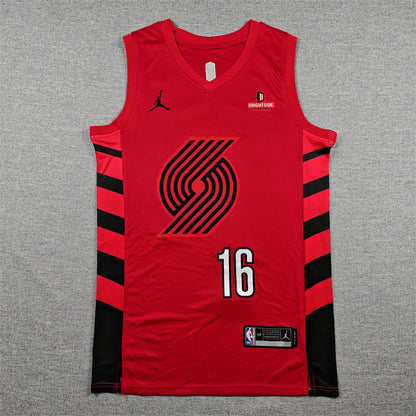 Yang Hansen#16 Portland Trail Blazers Red City Edition Swingman Embroidered Jersey