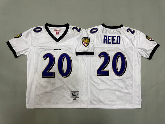 Youth Ed Reed Baltimore Ravens #20 White Retro Embroidered Jersey