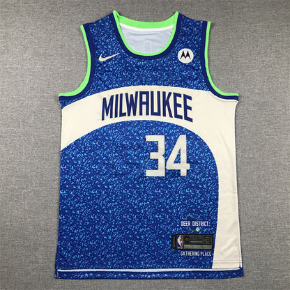 Giannis Antetokounmpo# 34 Milwaukee Bucks 2024 City Edition Swingman Embroidered Jersey