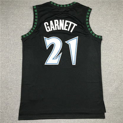 Kevin Garnett #21 Minnesota Timberwolves 1997-98 Black Throwback Embroidered Jersey