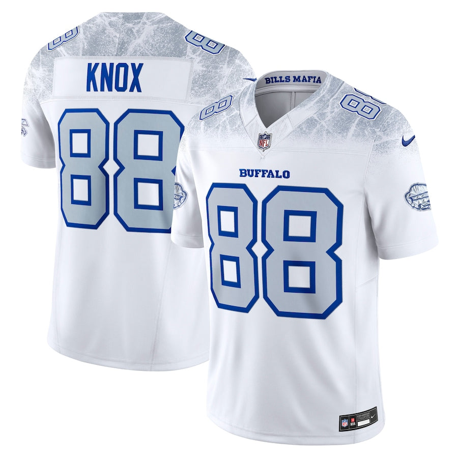 Men's Buffalo Bills Dawson Knox Nike White 2025 Rivalries Collection F.U.S.E. VaporLimited Stitched Jersey