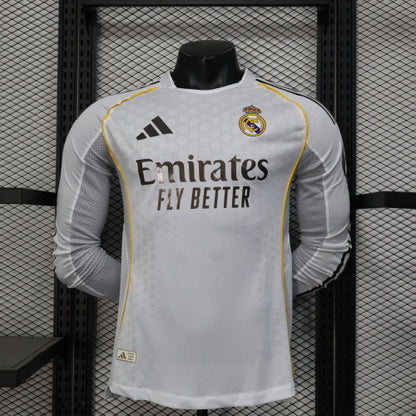 2025-26 Real Madrid Home Long Sleeve Player Version Jersey - Men's