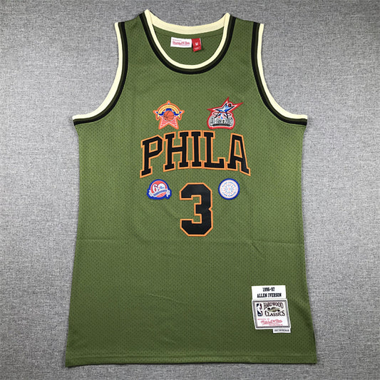 Allen Iverson #3 Philadelphia 76ers 1996-97 Throwback  Embroidered Jersey