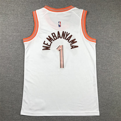 Youth Victor Wembanyama San Antonio Spurs #1 White City Edition Swingman Embroidered Jersey