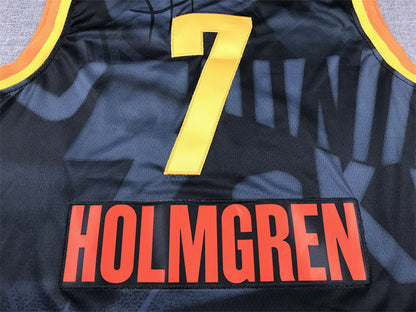 Chet Holmgren#7 Oklahoma City Thunder 2024 Black City Edition Swingman Embroidered Jersey