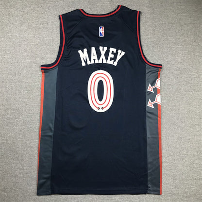 Tyrese Kendrid Maxey #0 Philadelphia 76ers 2024 Navy Blue City Edition Swingman Embroidered Jersey