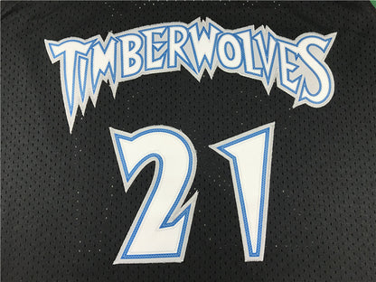 Kevin Garnett #21 Minnesota Timberwolves 1997-98 Black Throwback Embroidered Jersey