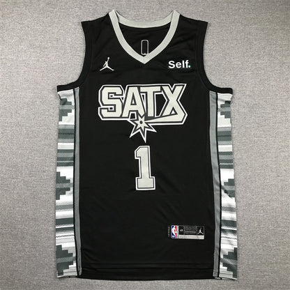 Victor Wembanyama #1  Black 2023 Statement Edition  Embroidered Jersey