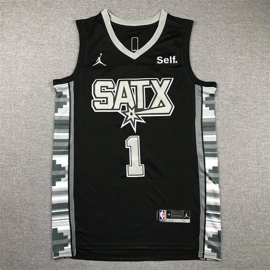 Victor Wembanyama #1  Black 2023 Statement Edition  Embroidered Jersey