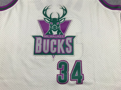 Ray Allen# 34 Milwaukee Bucks Retro Throwback Embroidered Jersey