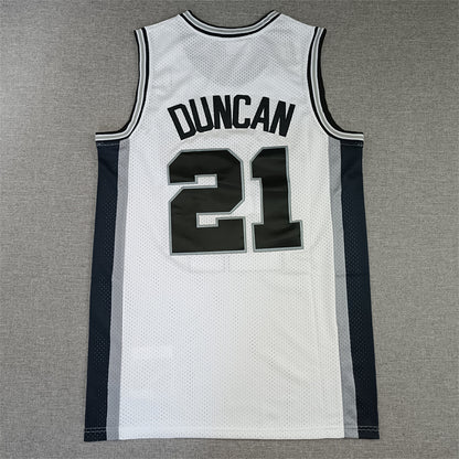 Tim Duncan #21 San Antonio Spurs White 1998-99 Throwback Embroidered Jersey