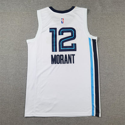Ja Morant# 12 Memphis Grizzlies  2023 White City Edition Swingman Embroidered Jersey