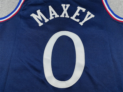 Tyrese Maxey #0 Philadelphia 76ers 2026 Navy Blue City Edition Swingman Embroidered Jersey
