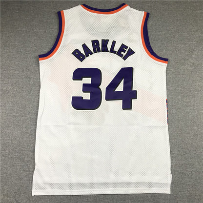 Charles Barkley #34 Phoenix Suns 1992-93 White Throwback Embroidered Jersey