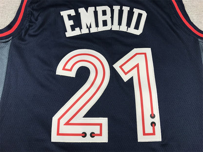 Joel Hans Embiid #21 Philadelphia 76ers 2024 Navy Blue City Edition Swingman Embroidered Jersey