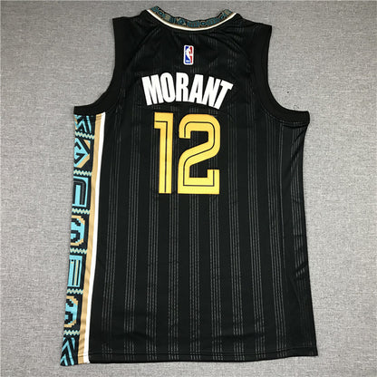 Ja Morant# 12 Memphis Grizzlies Black City Edition Swingman Embroidered Jersey