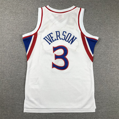 Youth Allen Iverson Philadelphia 76ers #3 Retro 1996-97 Throwback Embroidered Jersey