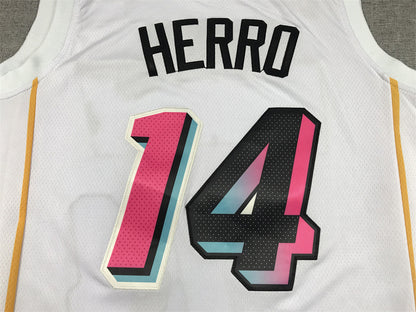 Tyler Herro# 14 Miami Heat 2023 White City Edition Swingman Embroidered Jersey