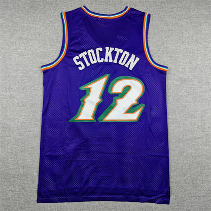 Utah Jazz John Stockton #12 Throwback 1996-97 Embroidered Jersey