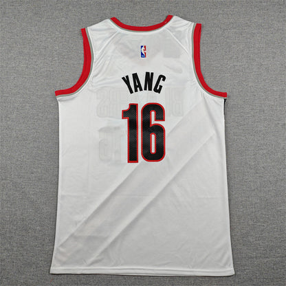 Yang Hansen#16 Portland Trail Blazers White City Edition Swingman Embroidered Jersey