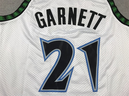 Kevin Garnett #21 Minnesota Timberwolves White 1997-98 Throwback Embroidered Jersey
