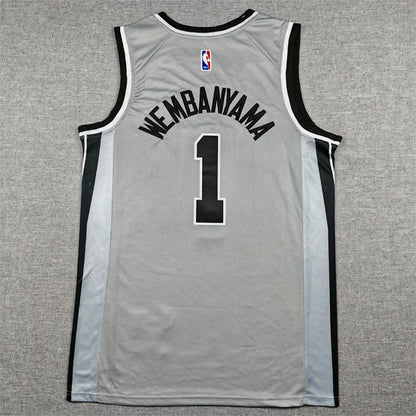 Victor Wembanyama #1 San Antonio Spurs Gray City Edition Swingman Embroidered Jersey