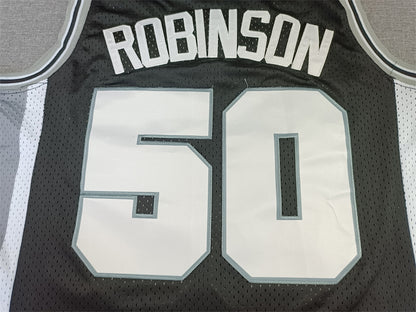 David Robinson #50 San Antonio Spurs 1998-99 Black Throwback Embroidered Jersey