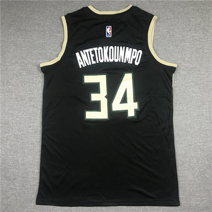 Giannis Antetokounmpo# 34 Milwaukee Bucks Black City Edition Swingman Embroidered Jersey