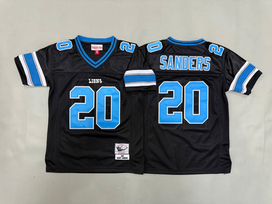 Youth Barry Sanders #20 Detroit Lions Black Vintage Throwback Jersey