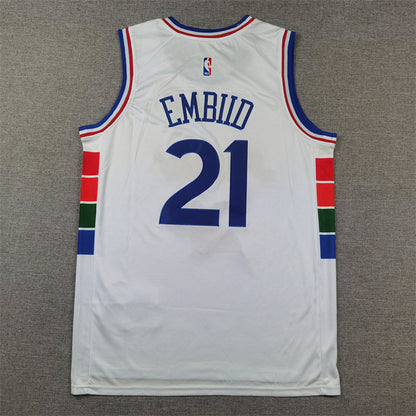 Joel Hans Embiid #21 Philadelphia 76ers White City Edition Swingman Embroidered Jersey