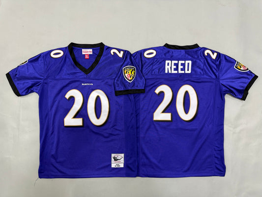 Youth Ed Reed Baltimore Ravens #20 Retro Embroidered Jersey