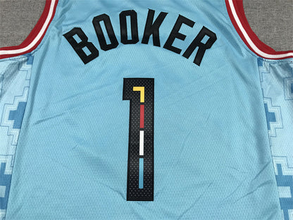 Devin Booker #1 Phoenix Suns Blue City Edition Swingman Embroidered Jersey