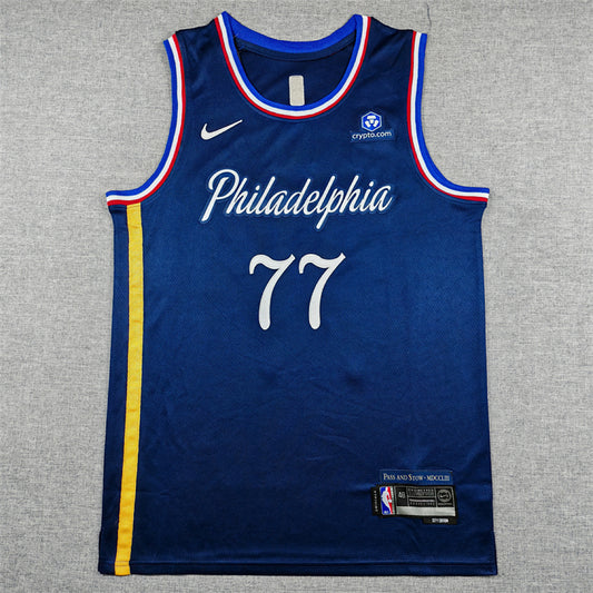 V. J. Edgecombe #77 Philadelphia 76ers Navy Blue City Edition Swingman Embroidered Jersey