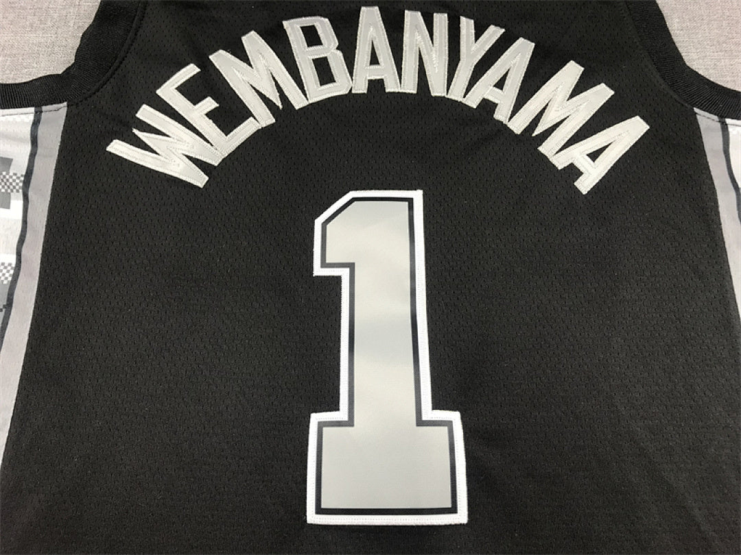 Victor Wembanyama #1  Black 2023 Statement Edition  Embroidered Jersey