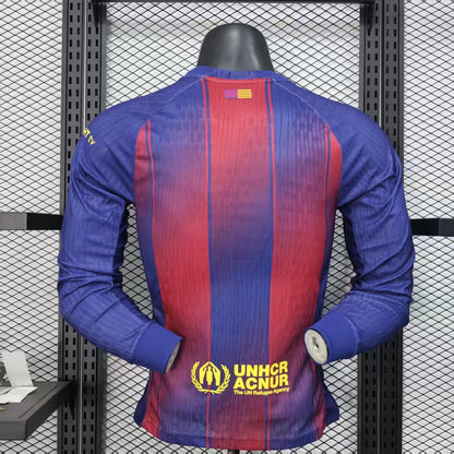 2025-26 Barcelona Home Long Sleeve Player Version Jersey - Men's