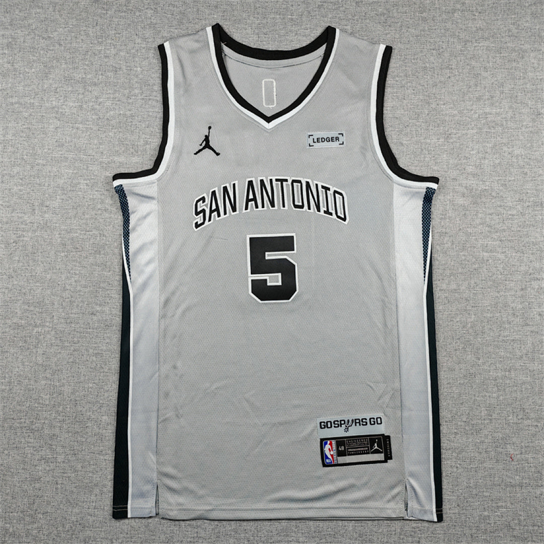 Stephon Castle #5 San Antonio Spurs Grey City Edition Swingman Embroidered Jersey