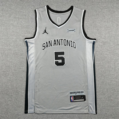 Stephon Castle #5 San Antonio Spurs Grey City Edition Swingman Embroidered Jersey