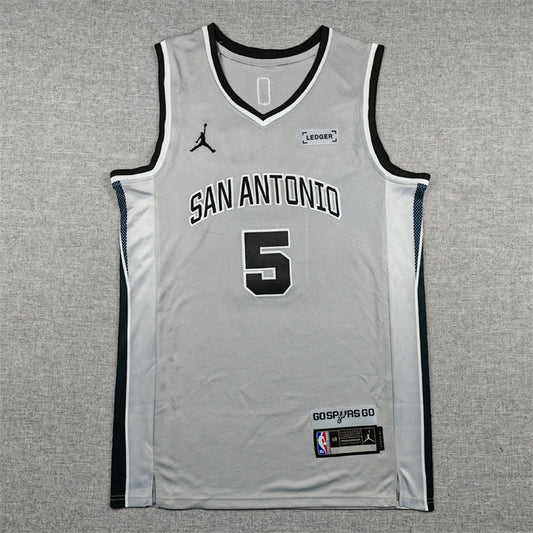 Stephon Castle #5 San Antonio Spurs Grey City Edition Swingman Embroidered Jersey