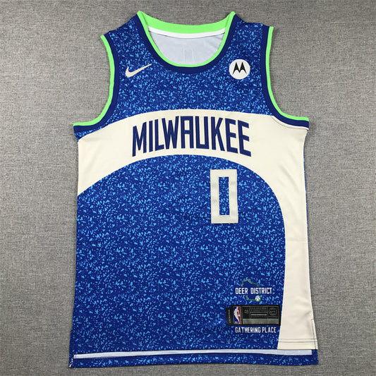 Damian Lillard# 0 Milwaukee Bucks 2024 City Edition Swingman Embroidered Jersey