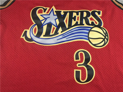 Allen Ezail Iverson #3 Philadelphia 76ers 1999-00 Red Throwback Embroidered Jersey